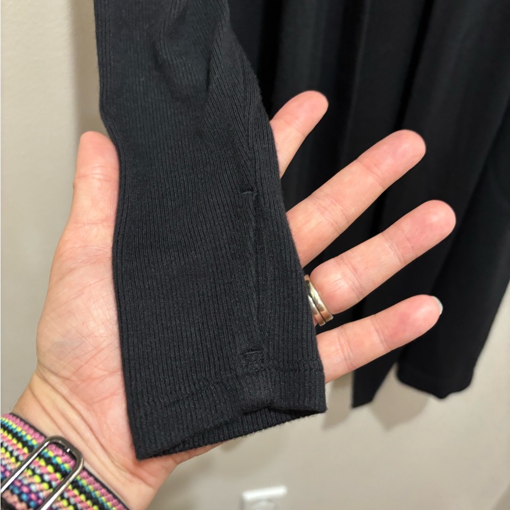 Athleta Womens Compact Coaster Long Wrap Cardigan Sweater Size XS Black Ribbed - Picture 6 of 9